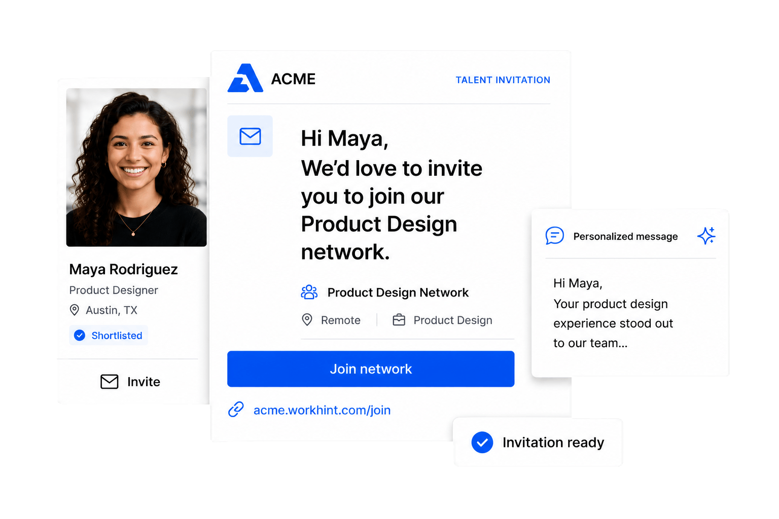 Workhint talent invitation interface